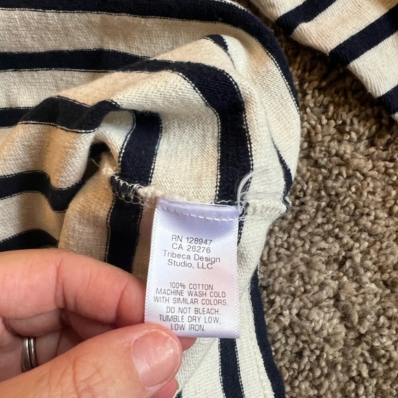 Nili Lotan Navy and Cream Breton Striped Shirt - Picture 4 of 5